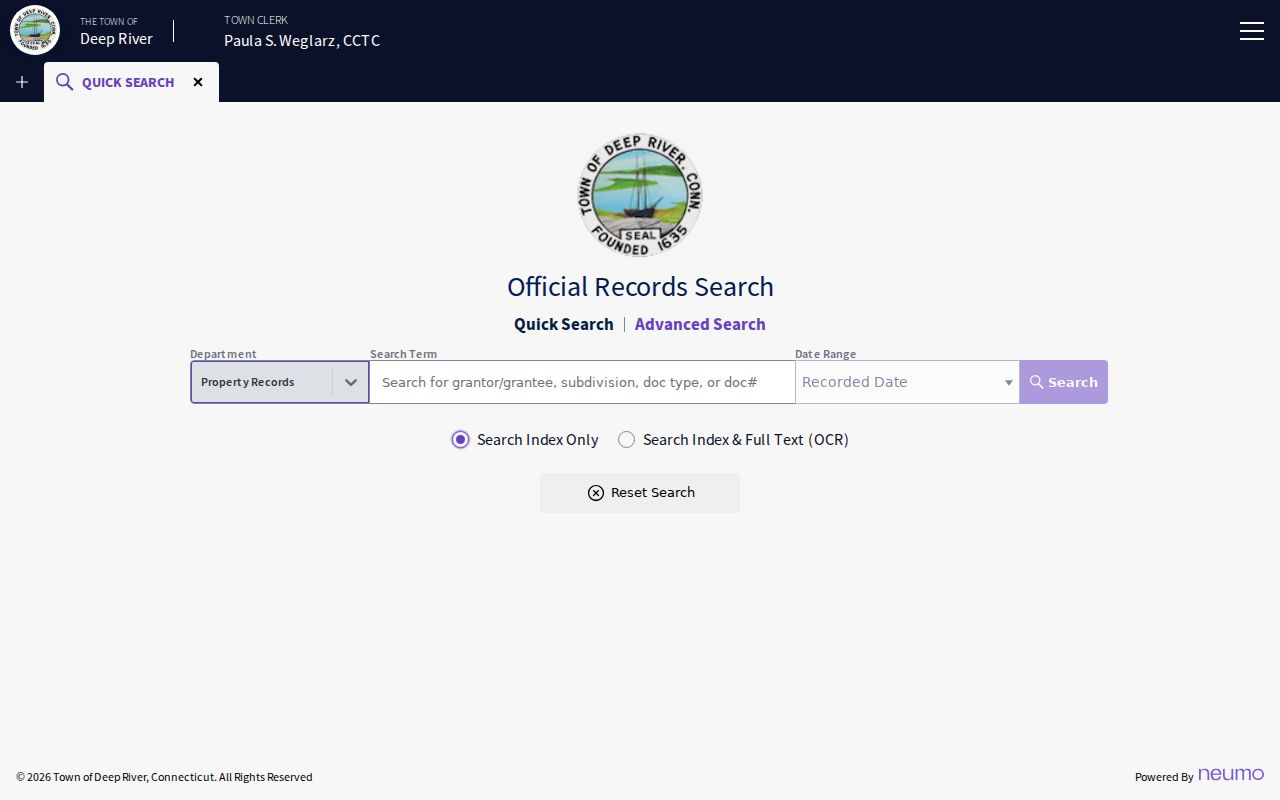 New London County street directory representative Cott deed index example