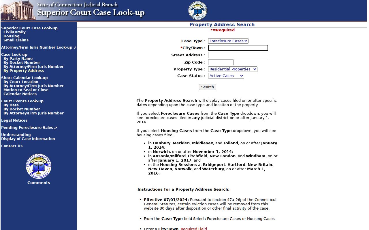 New London County residents directory judicial property address search