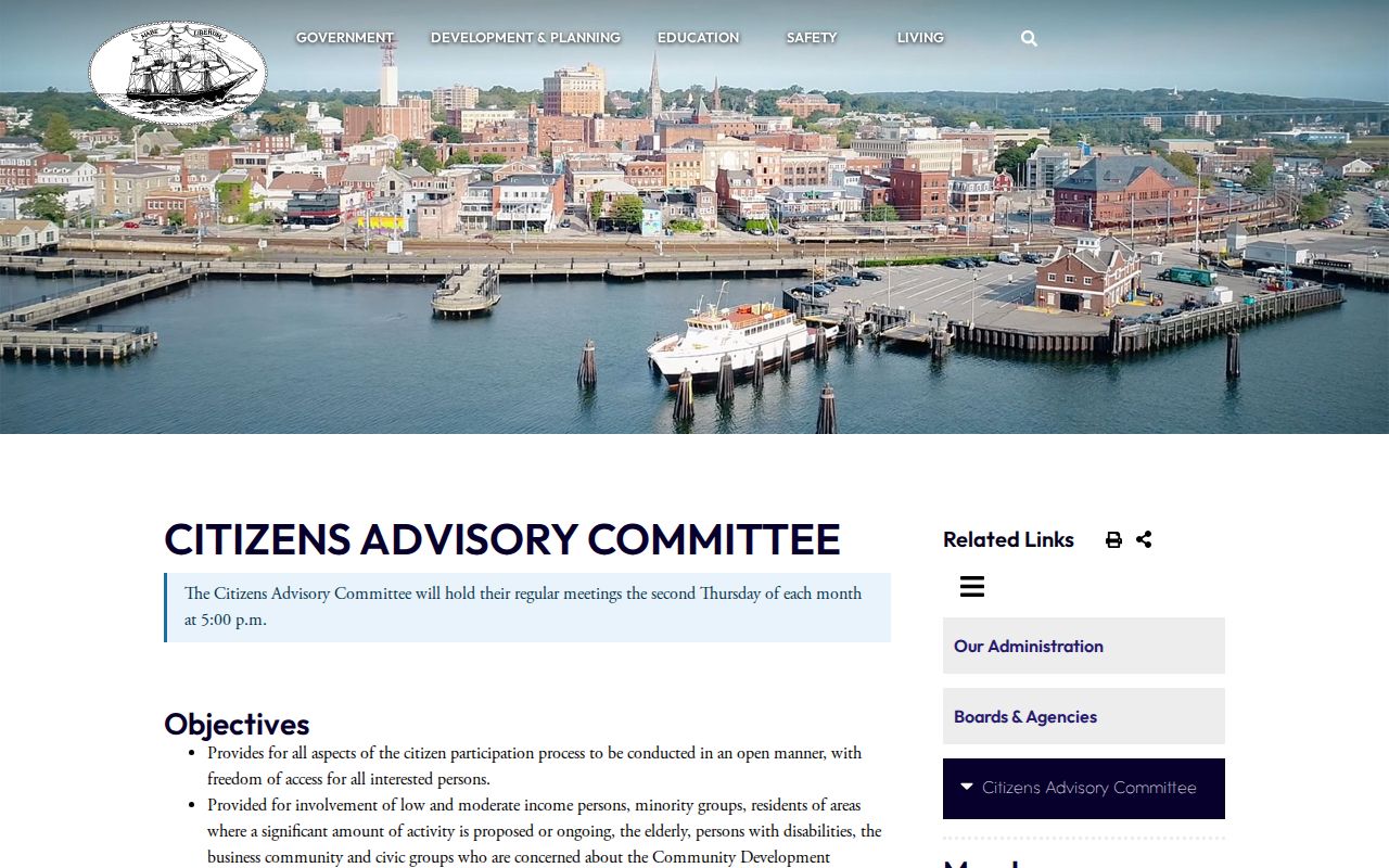 New London County neighbors Citizens Advisory Committee civic page