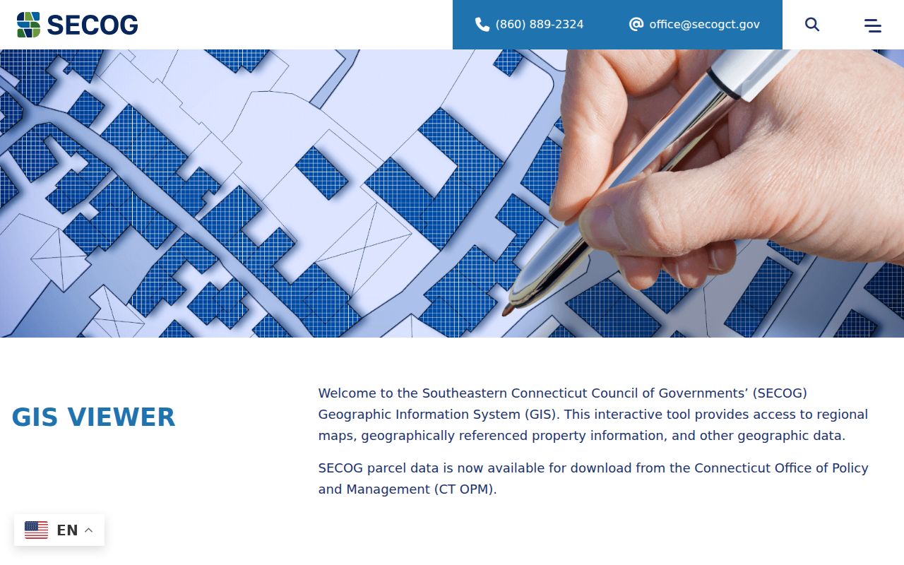 New London County ZIP code directory SECOG regional GIS abutters viewer